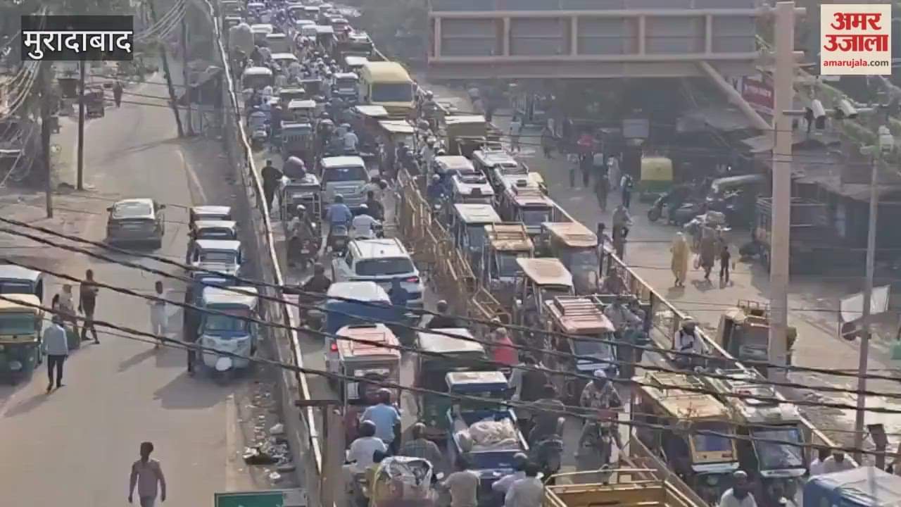Traffic jam on Sambhal bridge, vehicles stuck for hours due to increased traffic
