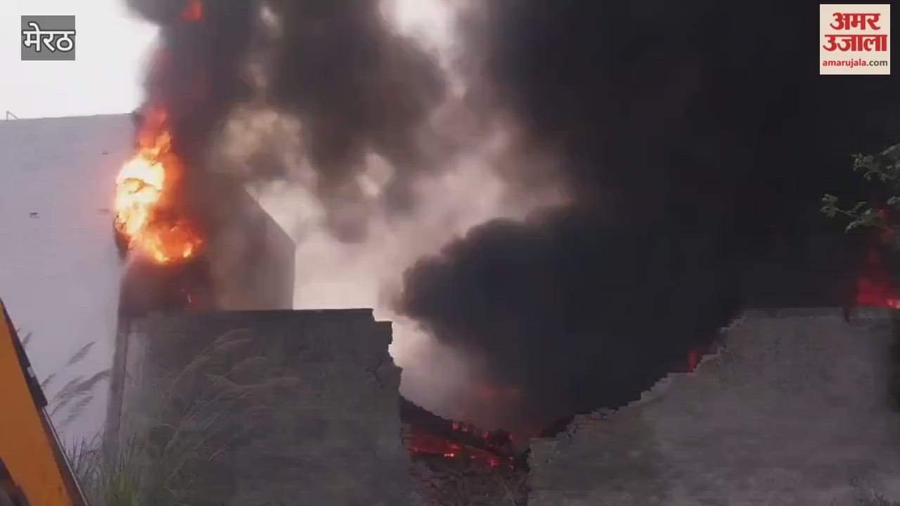 Meerut: A massive fire broke out in a warehouse on Rohta Road in Kankarkheda, fire fighters reached the spot