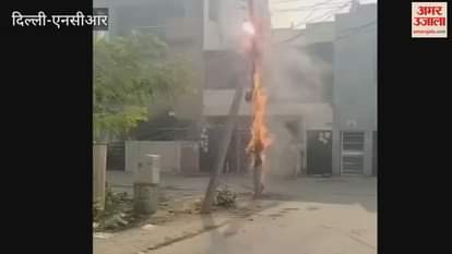 Viral Video Electric pole catches fire