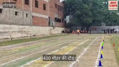 Athletes participated in the 400 meter race.