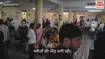 Crowd of patients in the district hospital