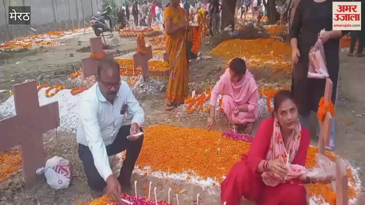 Meerut: Candles lit on the graves of ancestors