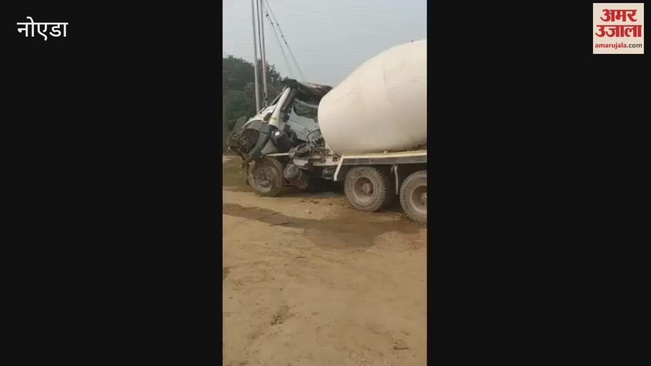 Greater Noida High-speed mixer dumper collides with pole
