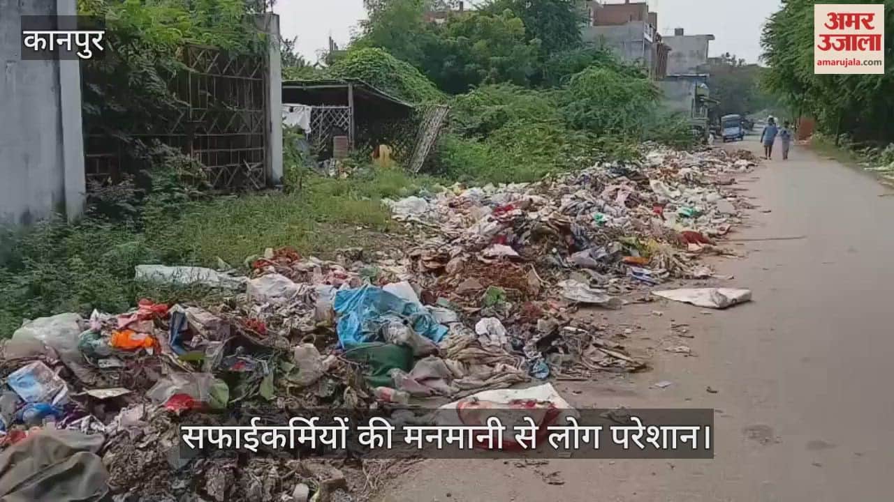 कानपुर: पनकी मंदिर गेट नंबर-चार के पास सड़क पर कूड़े का अंबार