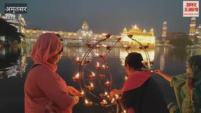 Amazing view of Harmandir Sahib Deepmala and fireworks