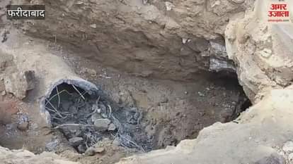 Faridabad: Sewer pipeline laid by digging illegal drain near Fruit Garden