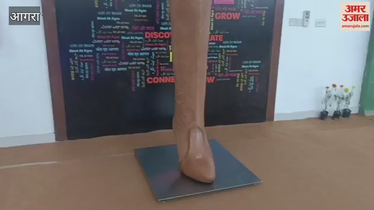 A 6-foot-long ladies shoe was seen at Meet-at-Agra, leaving onlookers astonished