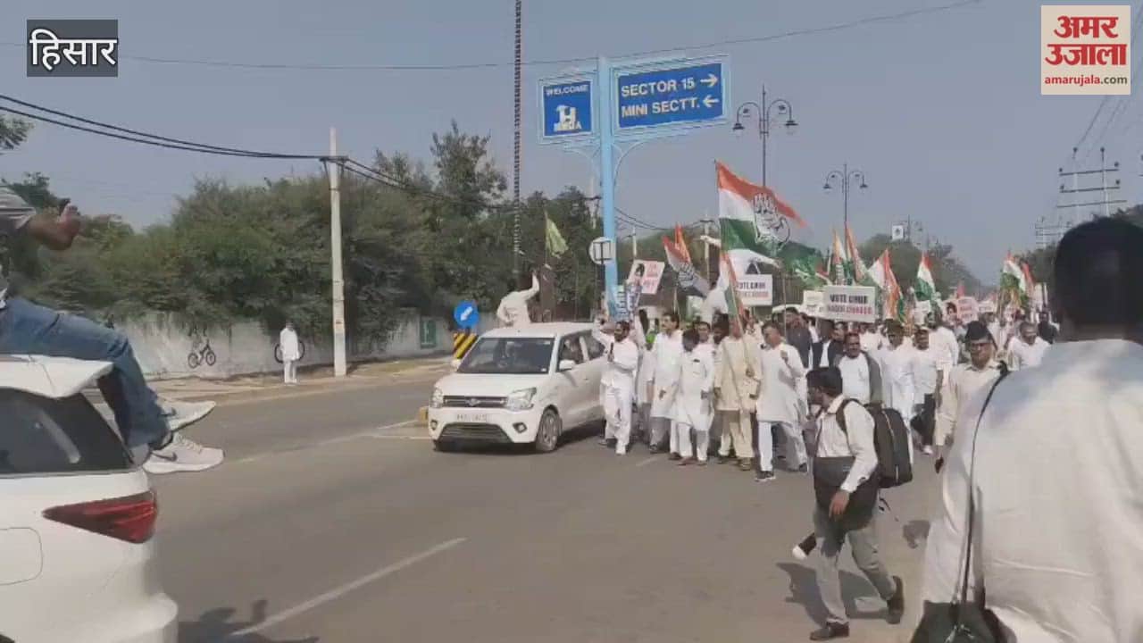 Congress workers in Hisar took out a march on the issue of vote theft, burning an effigy of the Election Commissioner
