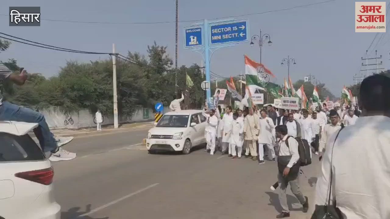 Congress workers in Hisar took out a march on the issue of vote theft, burning an effigy of the Election Commissioner