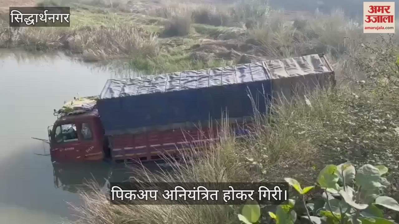 Pickup falls into a ditch, passengers narrowly escape