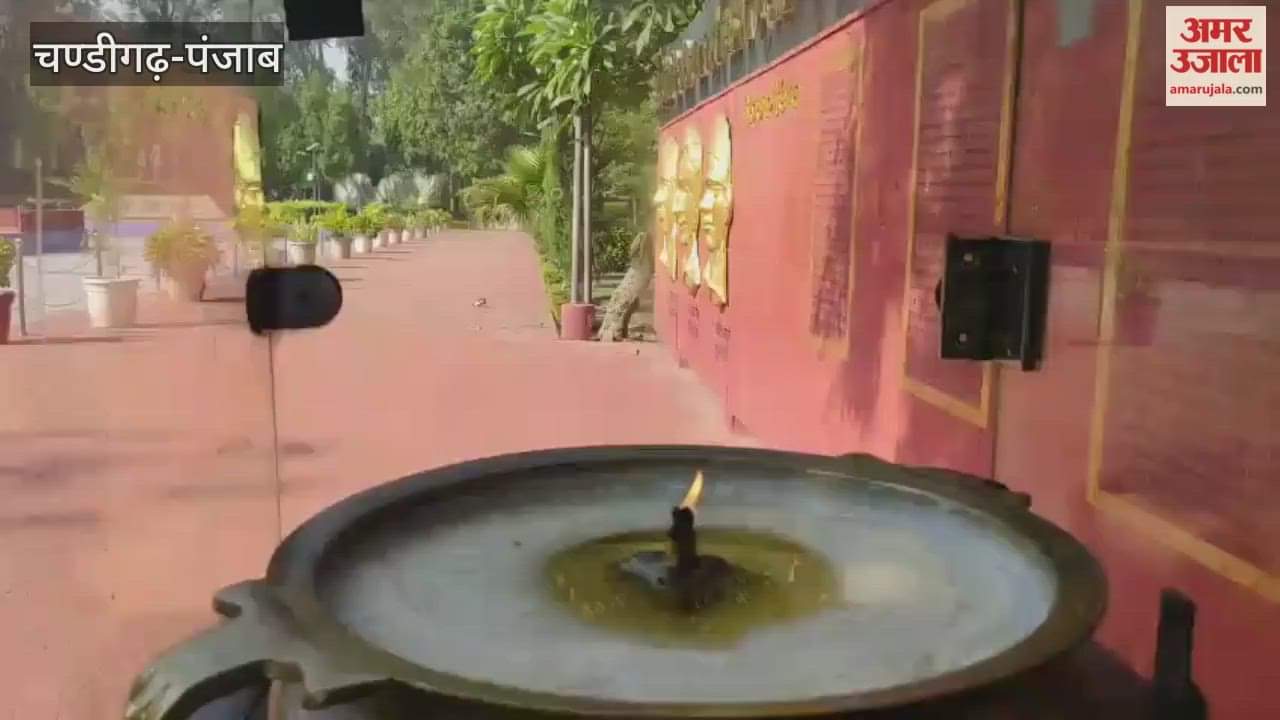 A lamp of pure ghee collected from homes across Haryana burns at the Ferozepur Martyrs' Memorial.