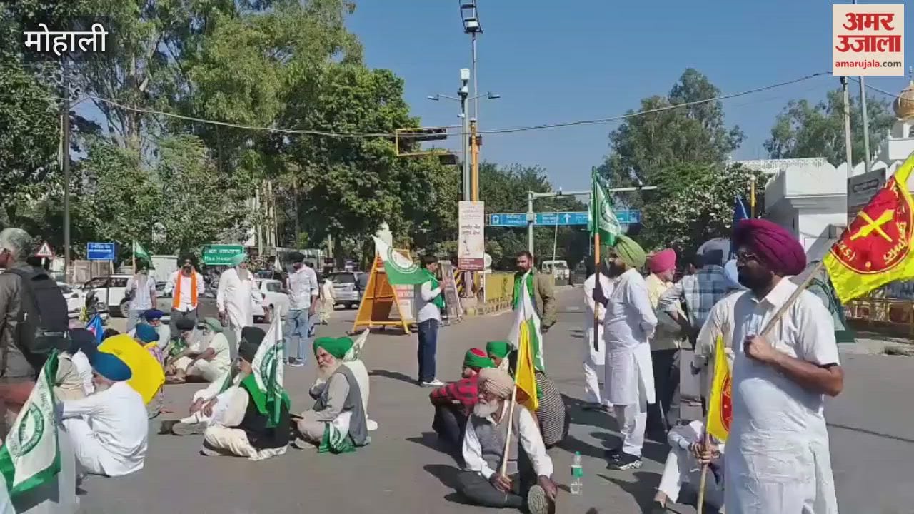 Farmer groups staged a sit-in in Mohali, leading to a long traffic jam.