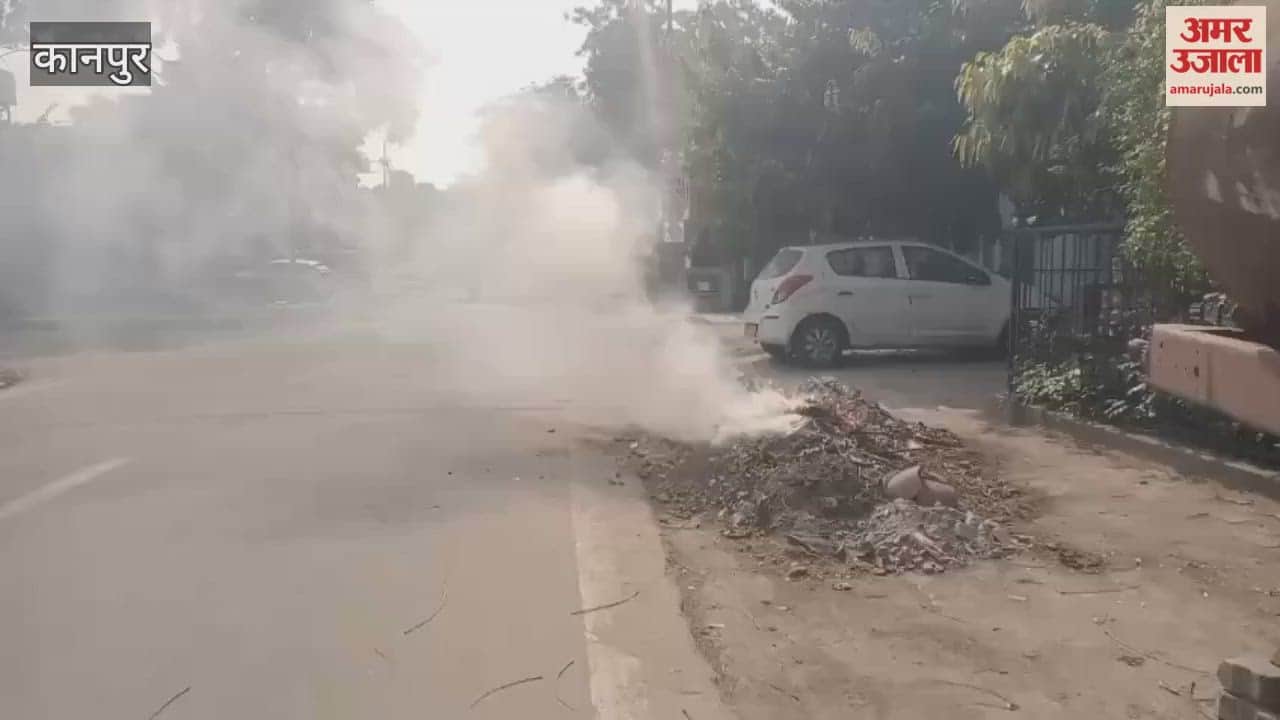 Despite a ban, municipal corporation employees set fire to a garbage dump in a public place