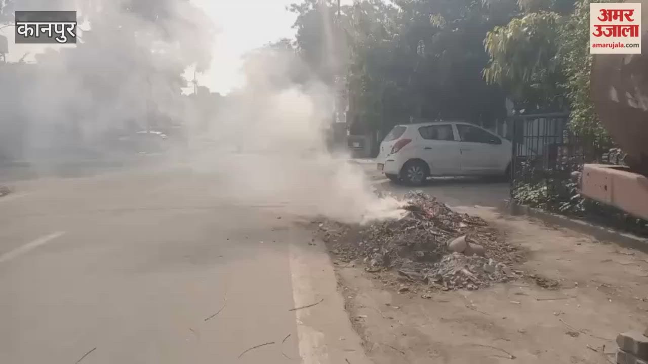 Despite a ban, municipal corporation employees set fire to a garbage dump in a public place