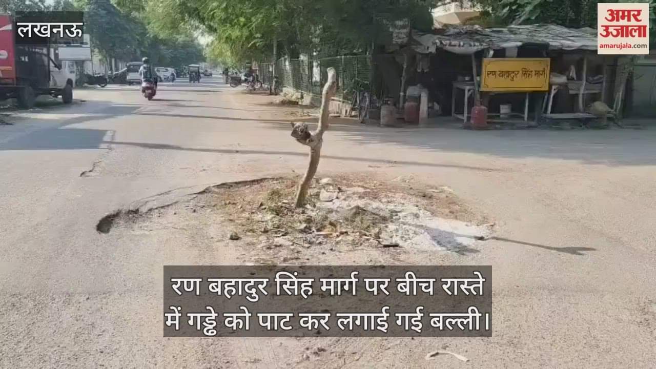 Video : रण बहादुर सिंह मार्ग पर बीच रास्ते में गड्ढे को पाट कर लगाई गई बल्ली