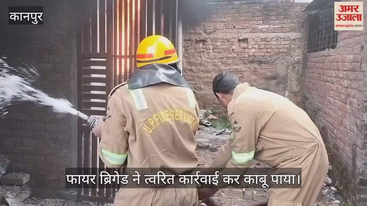कानपुर के नवाबगंज में रुई के गोदाम में लगी भीषण आग