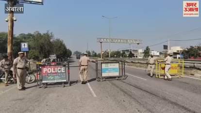 Barricading at Ghaggar Bridge at Shambhu Border in Ambala, increased traffic on Chandigarh Highway