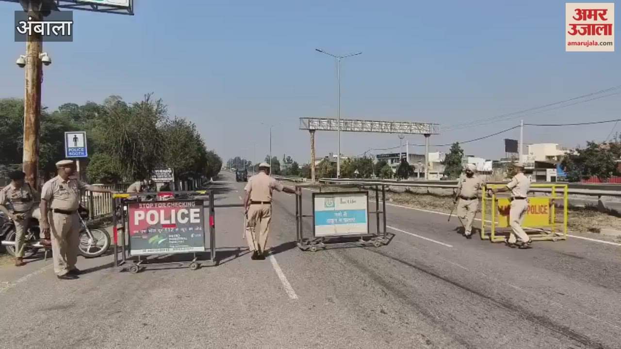 Barricading at Ghaggar Bridge at Shambhu Border in Ambala, increased traffic on Chandigarh Highway