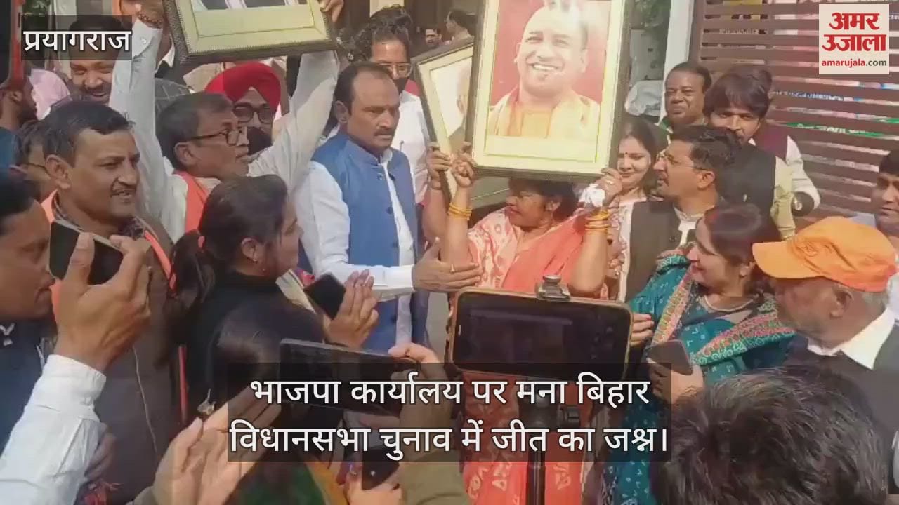 BJP workers celebrated the NDA's landslide victory in the Bihar Assembly elections.