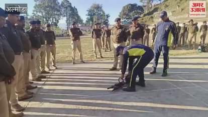 Police personnel practiced modern disaster equipment in almora