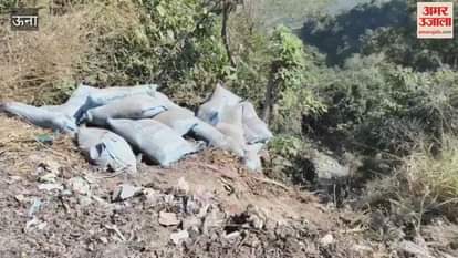Una Officials inspected the cement bags thrown in Nalwari