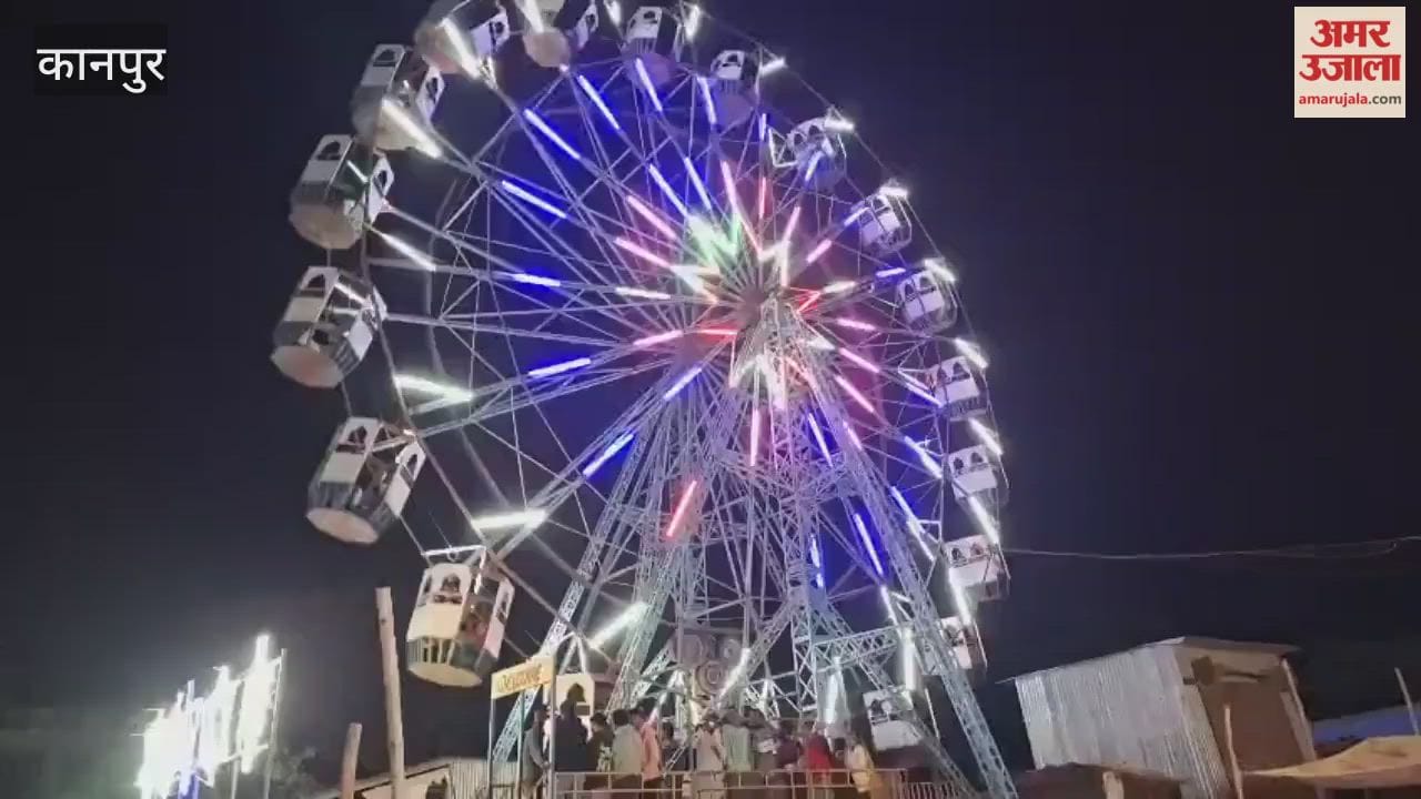 Children are enjoying the swings at the Bhitargaon fair