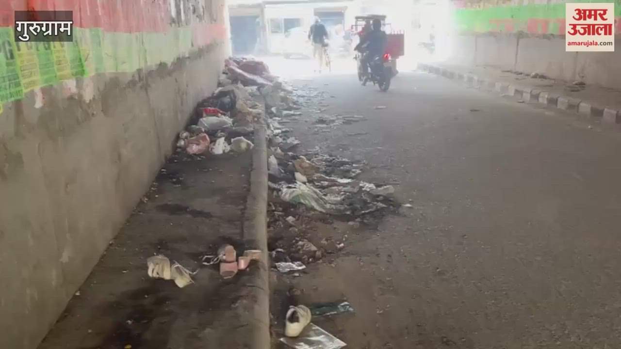 Piles of garbage in underpass near Baba Prakashpuri temple in gurugram