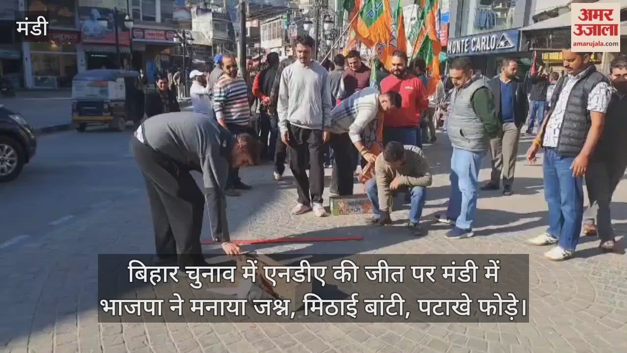 BJP celebrates NDA's victory in Bihar elections, distributes sweets, bursts firecrackers in Mandi