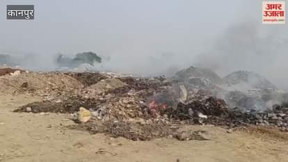 Kanpur: Leather burnt on the banks of the Ganga in Jajmau, people troubled by toxic smoke