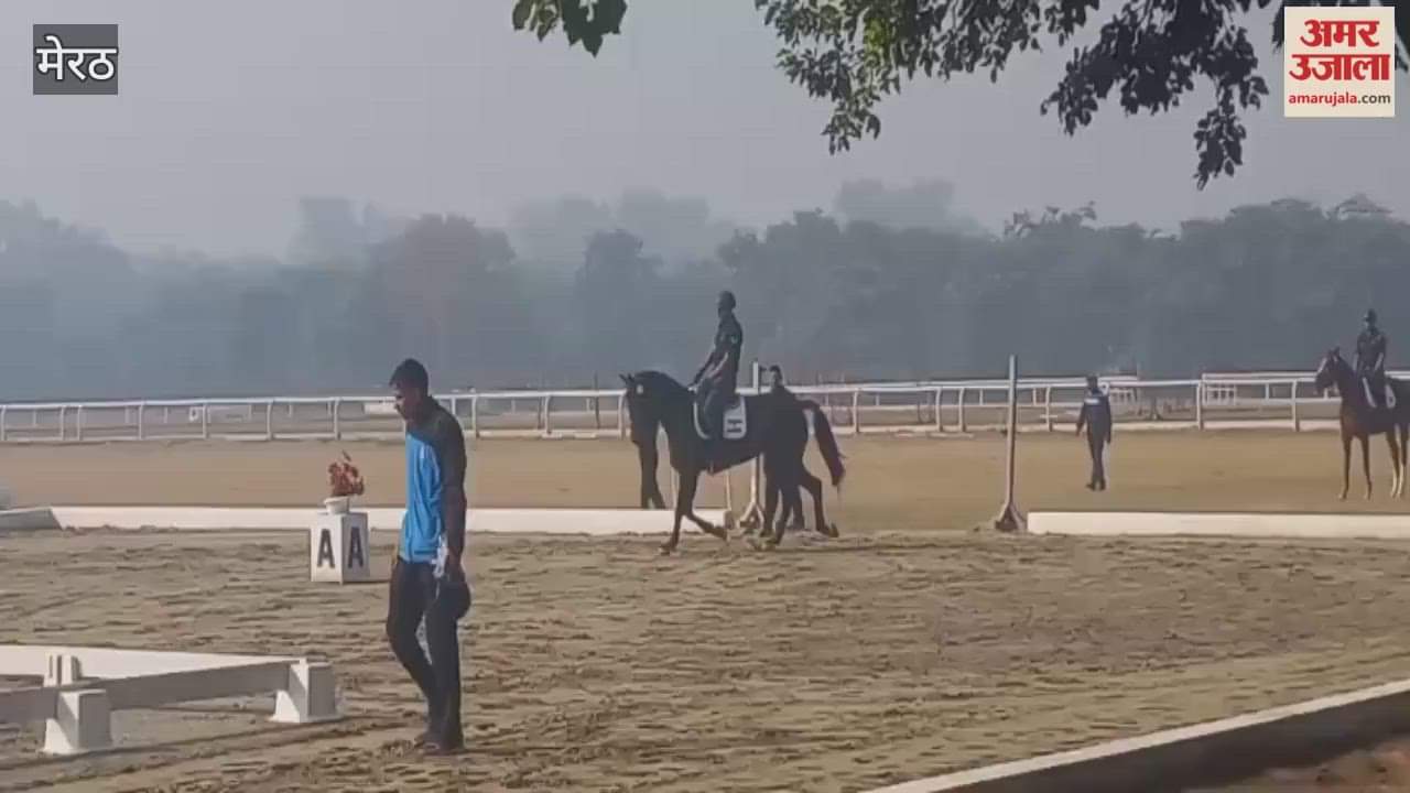 Meerut: Horse riders participating in the horse riding dressage competition at RVC Centre