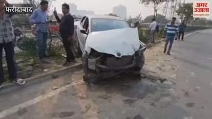 A speeding car lost control and hit a grill, injuring the driver