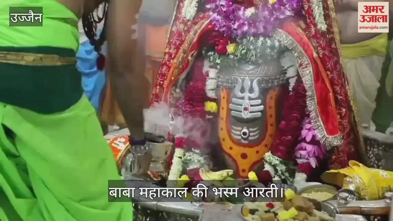 Ujjain News: Mahakal Adorned with Tripund, Trinetra and Trishul During Bhasma Aarti; Devotees Mesmerized