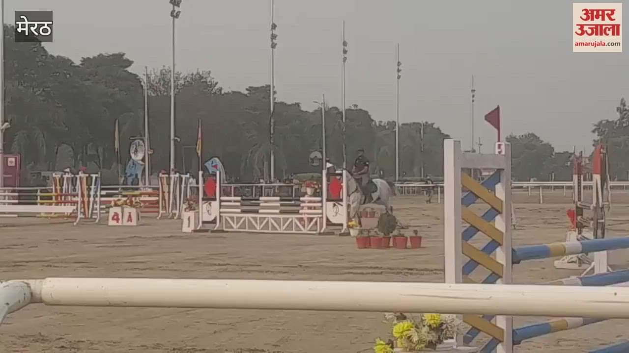 Meerut: Horse riders participating in show jumping organised at EFI CCN Eventing at RVC Centre and College