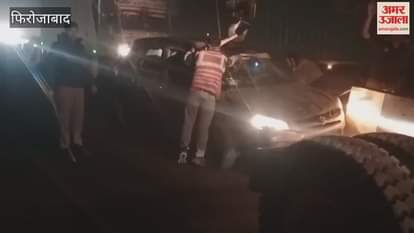 Car hits divider on Agra Highway, two people seriously injured