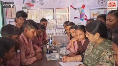 science lab at Bhitargaon Council School, where children are learning scientific principles in a practical way