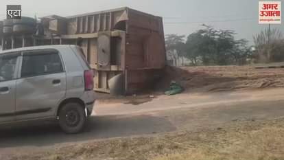 Speeding Dumper Overturns While Avoiding Car on GT Road at 5 AM