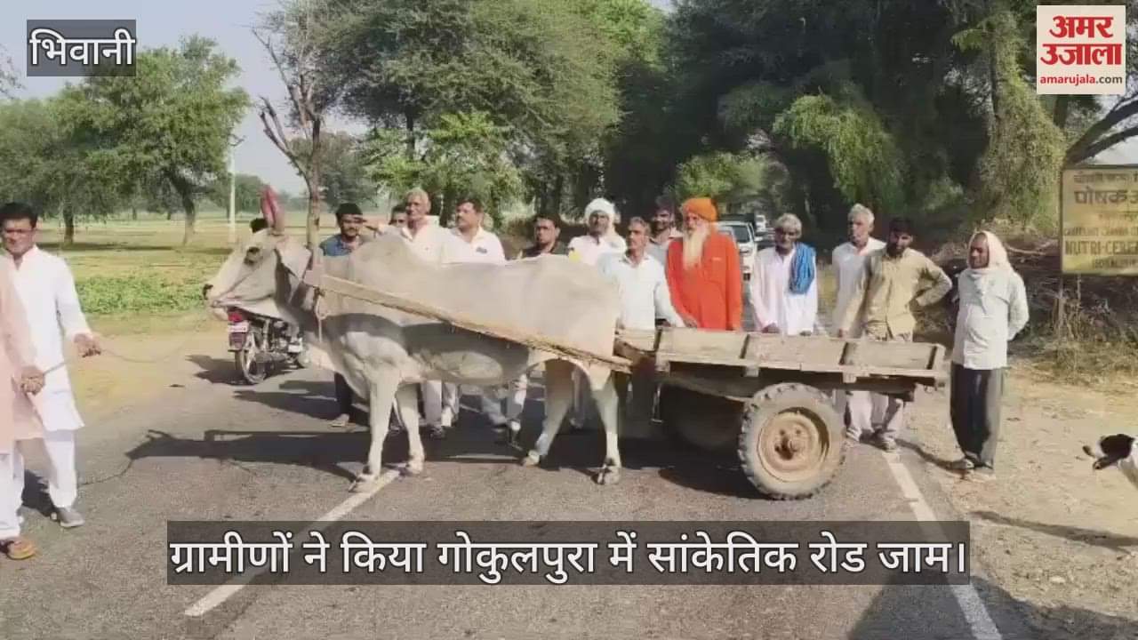 Villagers staged a symbolic road blockade in Gokulpura