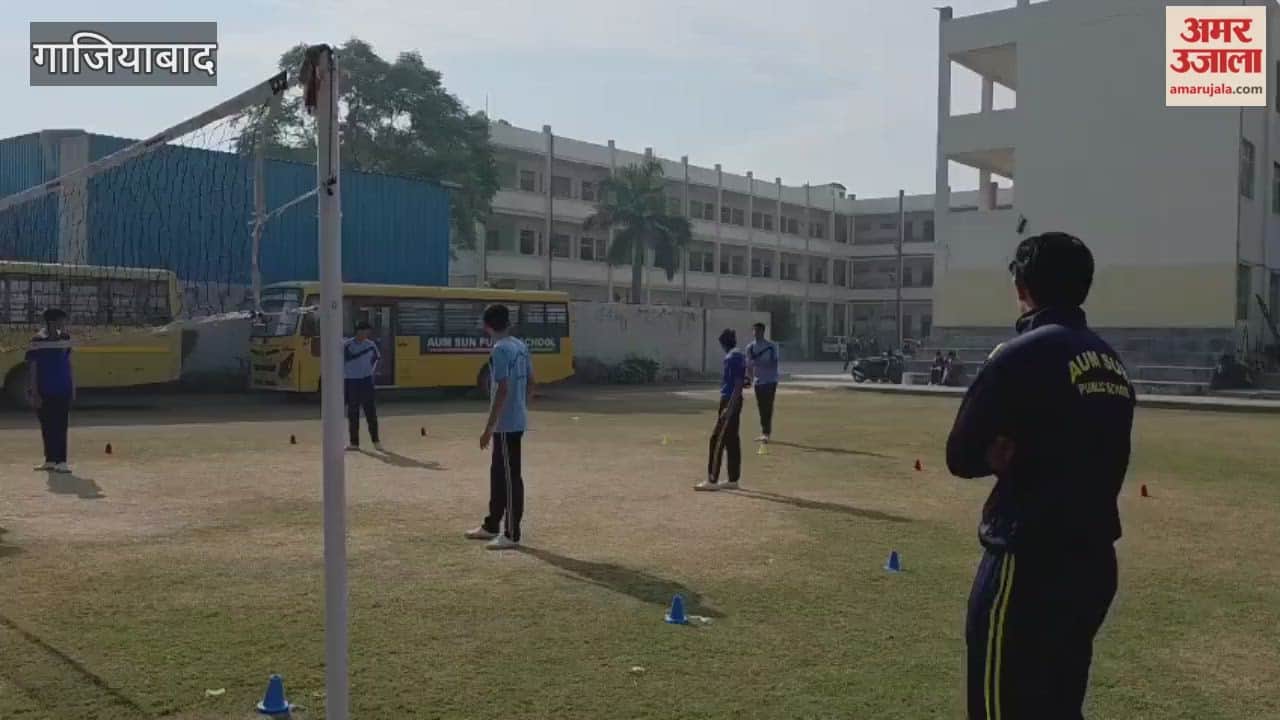 Ghaziabad: Volleyball competition at the Sports Academy playground in Muradnagar