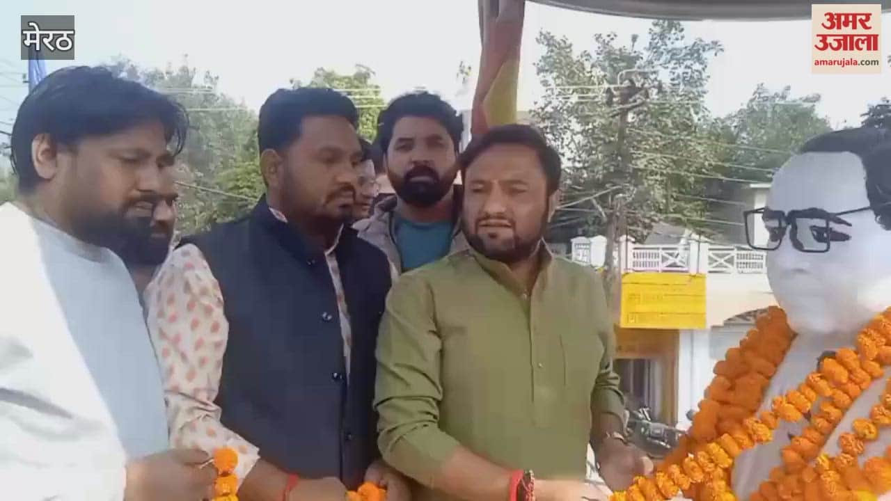 Meerut: On Constitution Day, a wreath was laid on the statue of Baba Saheb at Ambedkar crossing