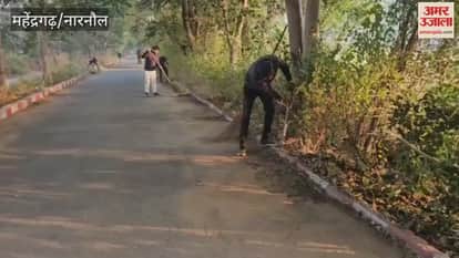 Social workers launched a cleanliness drive on DAV College Road in Mahendragarh