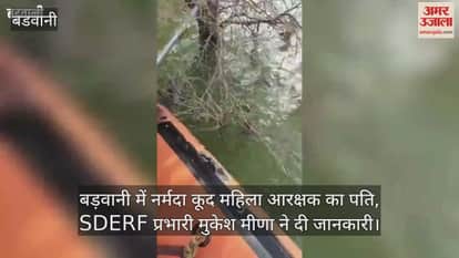 In Barwani, a young man jumped into the Narmada River, remained sitting on a tree