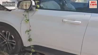 Car collides with wall while trying to save vehicle in Faridabad