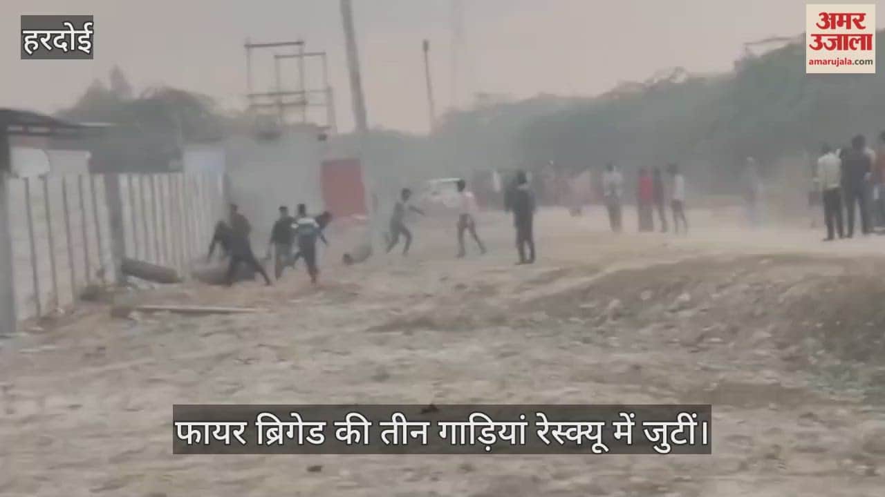 हरदोई: दोना-पत्तल फैक्टरी में लगी आग, लाखों का सामान जलकर राख