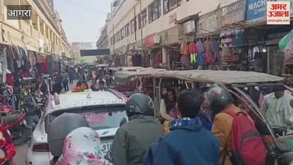 Traffic Jam at Raja Mandi Market Due to Road Construction