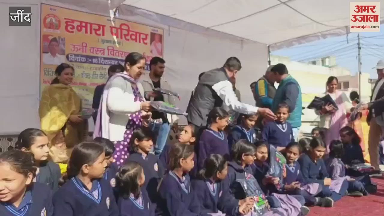 Warm clothes were distributed to 215 girl students at the girls' school in Julana, Jind