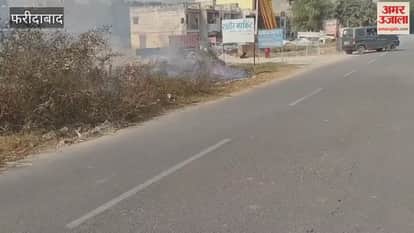 Fire broke out in bushes of Grill Belt in Faridabad