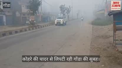 कोहरे की चादर से लिपटी रही गोंडा की सुबह, सड़क पर रेंगे वाहन