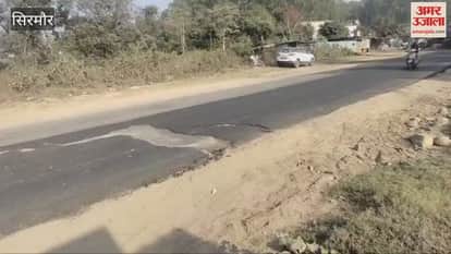 Sirmour Travelling on NH in Sanwala becomes risky