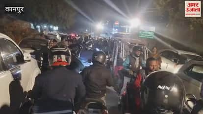 Kanpur: Heavy traffic jam on Barra Meherban Singh Purwa Road