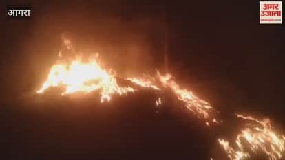massive fire broke out at a rubber factory in Agra